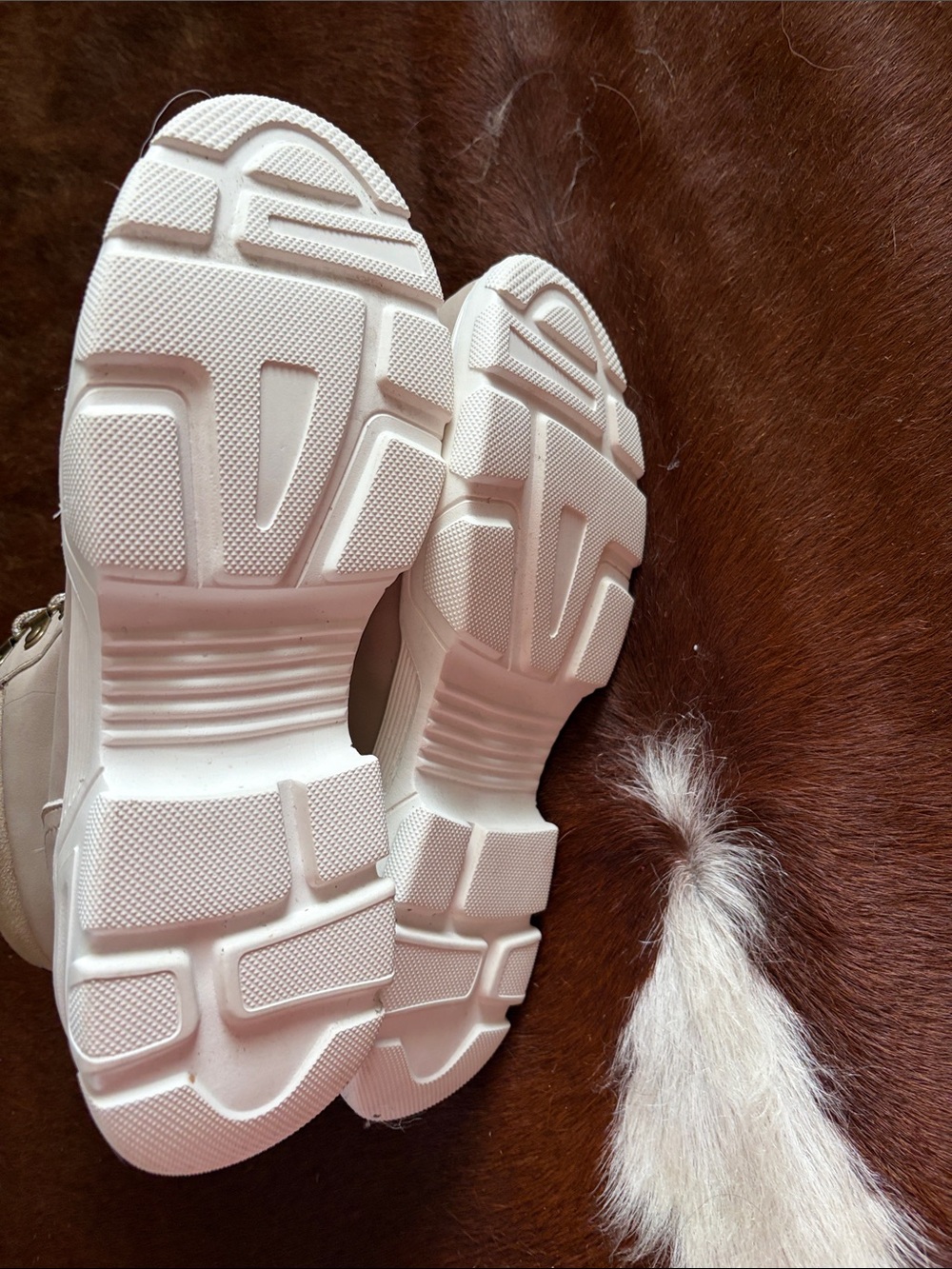 Women's Faux-Shearling Lace-Up Ankle Boots in Beige - Picture 3 of 4